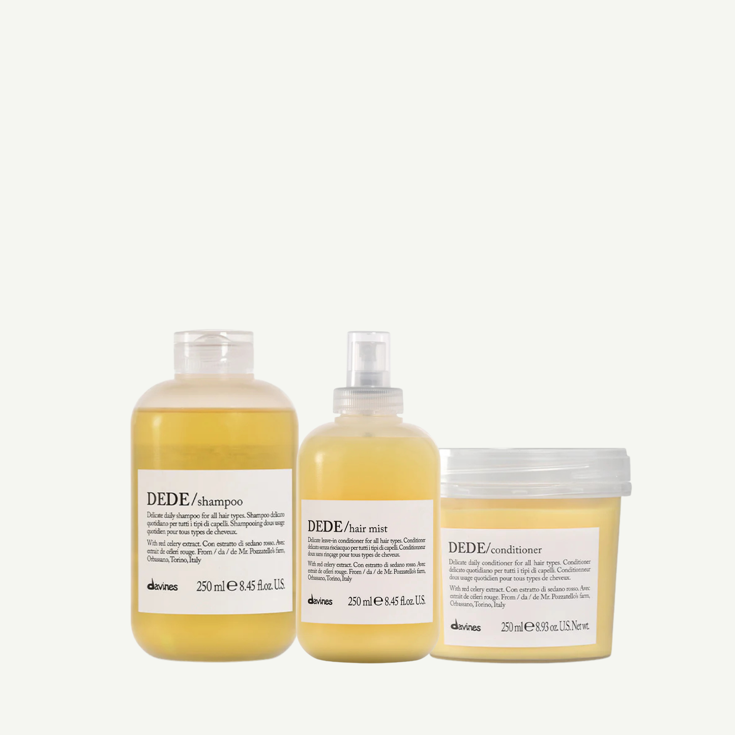 Davines DEDE set met shampoo, conditioner en hair mist voor dagelijks gebruik