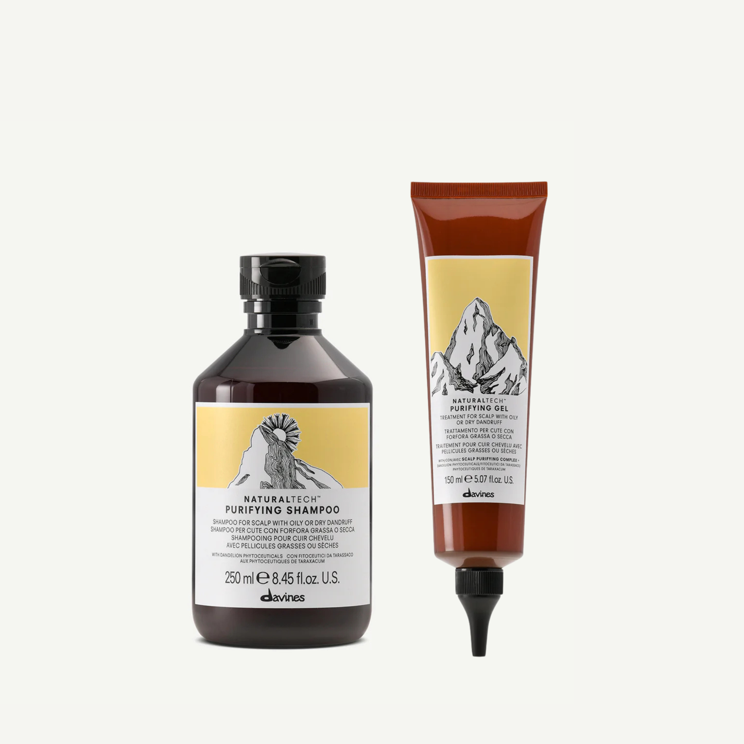 Davines Naturaltech Purifying Set - Shampoo 250ml & Gel 150ml voor vette hoofdhuid en roos