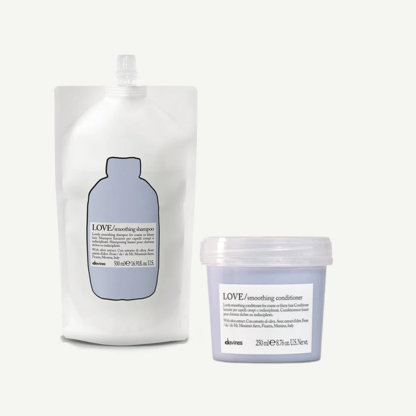 Davines LOVE Refill shampoo en conditioner voor gekleurd, krullend en golvend haar in navulverpakking