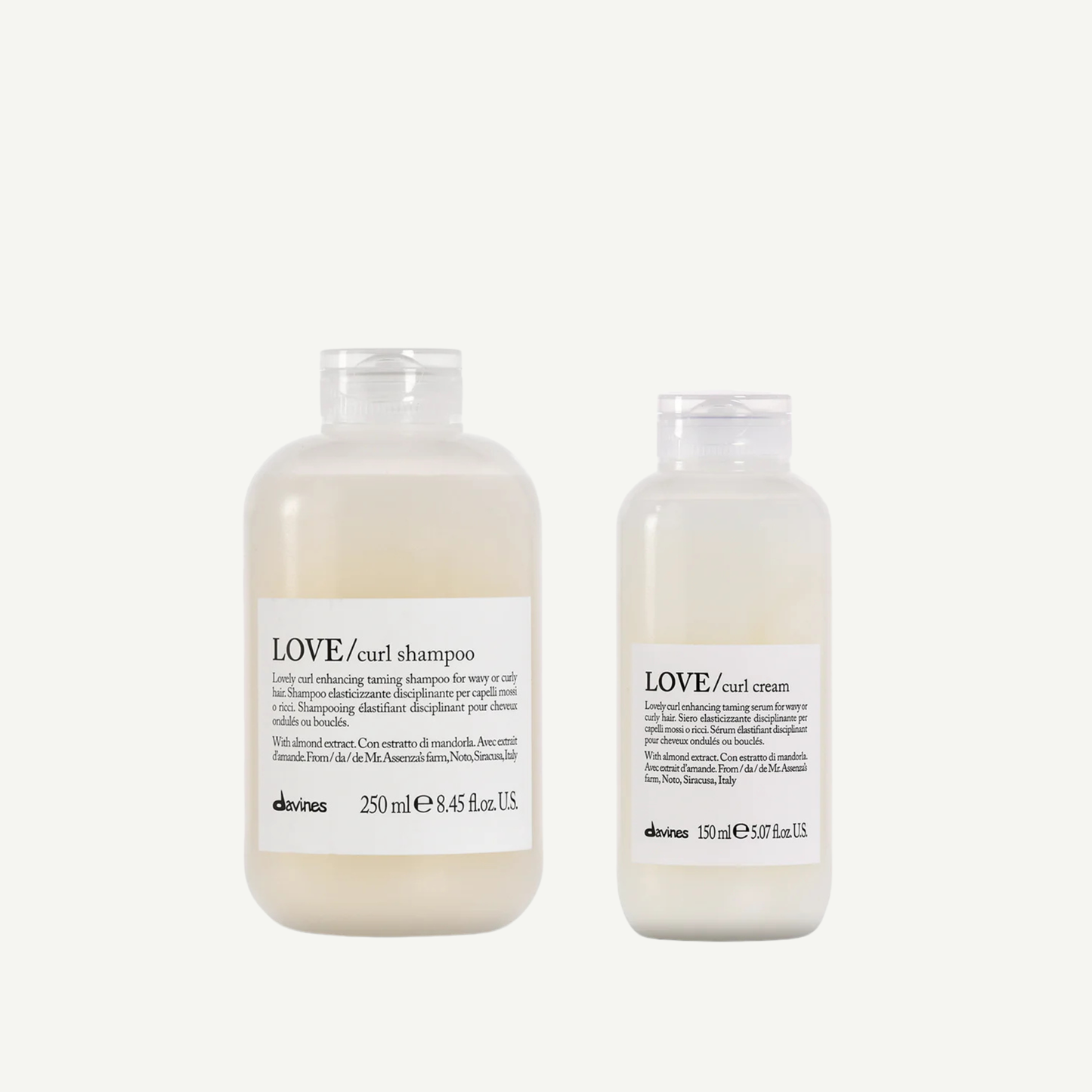 Davines LOVE CURL Shampoo & LOVE CURL Cream set – hydraterende krulverzorging voor krullend en golvend haar, anti-pluis
