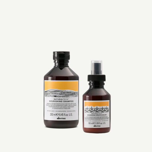 NOURISHING Shampoo 250 ml en NOURISHING Keratin Sealer 100 ml van Davines – verzorgende set voor droog en beschadigd haar