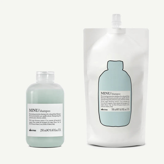 Davines MINU Shampoo Set – Refill 500 ml + Shampoo 250 ml | Voor Bescherming & Glans van Gekleurd Haar