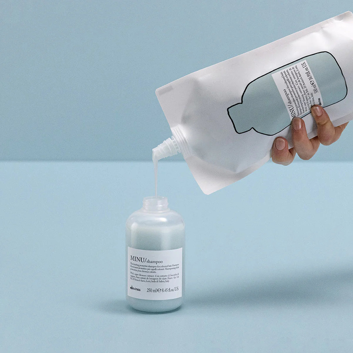 Davines MINU Shampoo-Set – Nachfüllpackung 500 ml + Shampoo 250 ml | Für Schutz und Glanz von coloriertem Haar